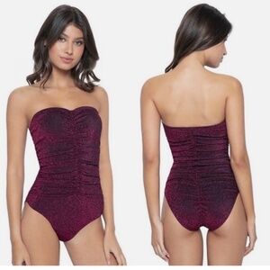 NWT PQ Swim Garnet Ruched One Piece Swimsuit
